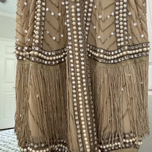 ASOS DESIGN embellished high neck maxi dress with fringe hem - Picture 4 of 11